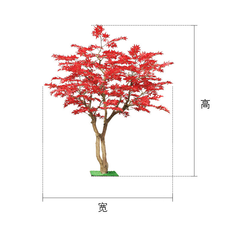 Gardening Hand Tools Japanese - ต้นเมเปิลแดงสูงจากพื้นถึงเพดาน ต้นไม้จำลองรูปเท้าไก่ ไม้เมเปิลแท้ ต้นไม้จำลองสำหรับตกแต่งสวนสไตล์ญี่ปุ่น ต้นไม้ประดิษฐ์สีเขียว