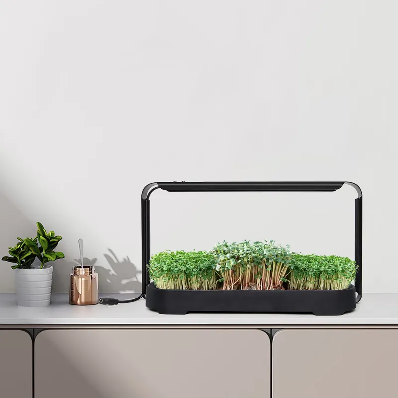 Self-Watering Planter - ระบบปลูกผักไมโครกรีนแบบไฮโดรโพนิกพร้อมระบบรดน้ำอัตโนมัติและไฟปลูกพืช - ชุดปลูกต้นไม้ในร่มแบบเป็นมิตรต่อสิ่งแวดล้อมสำหรับโต๊ะทำงาน